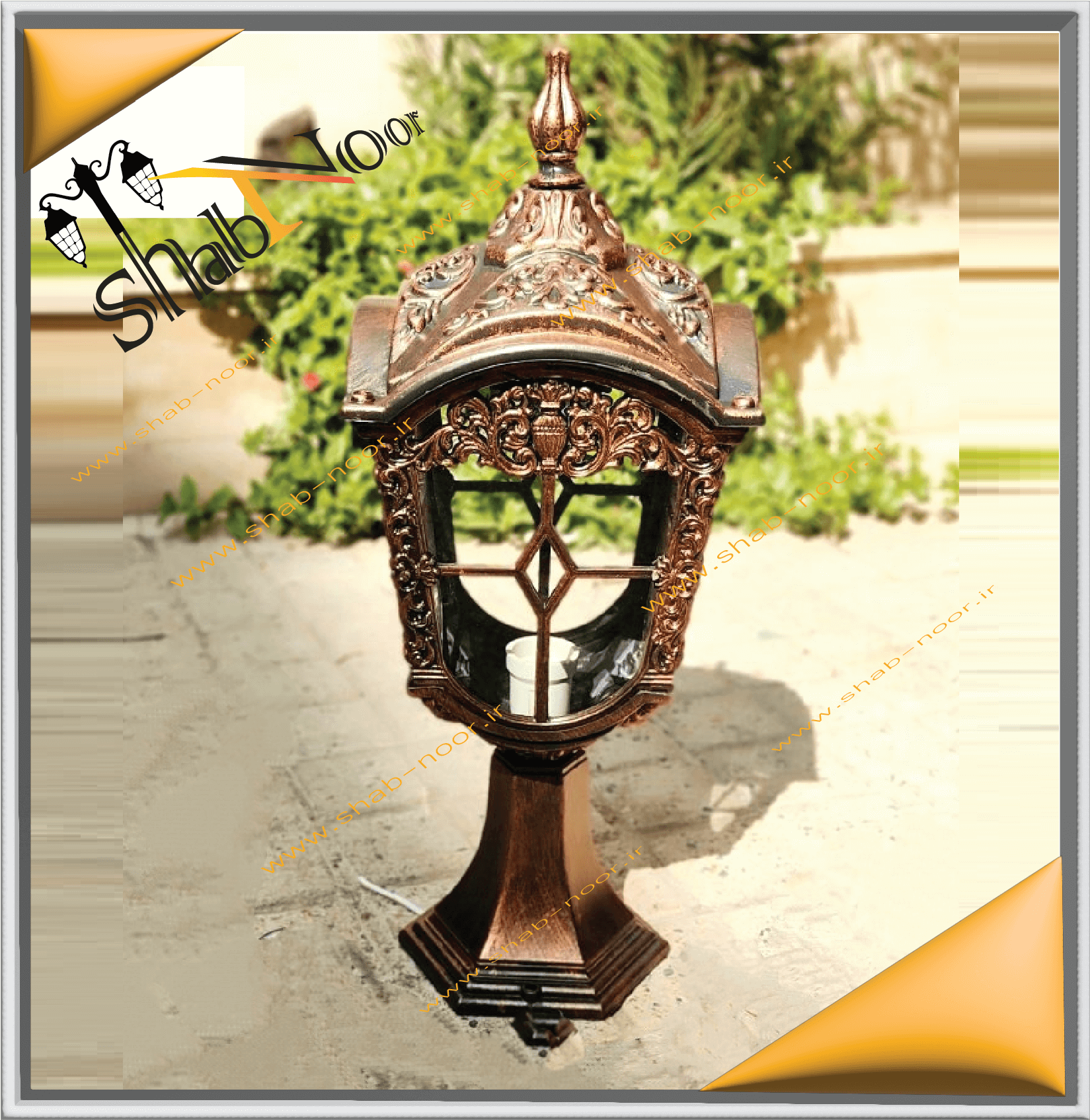 چراغ حیاطی سردری مدل پادرا رنگ مسی