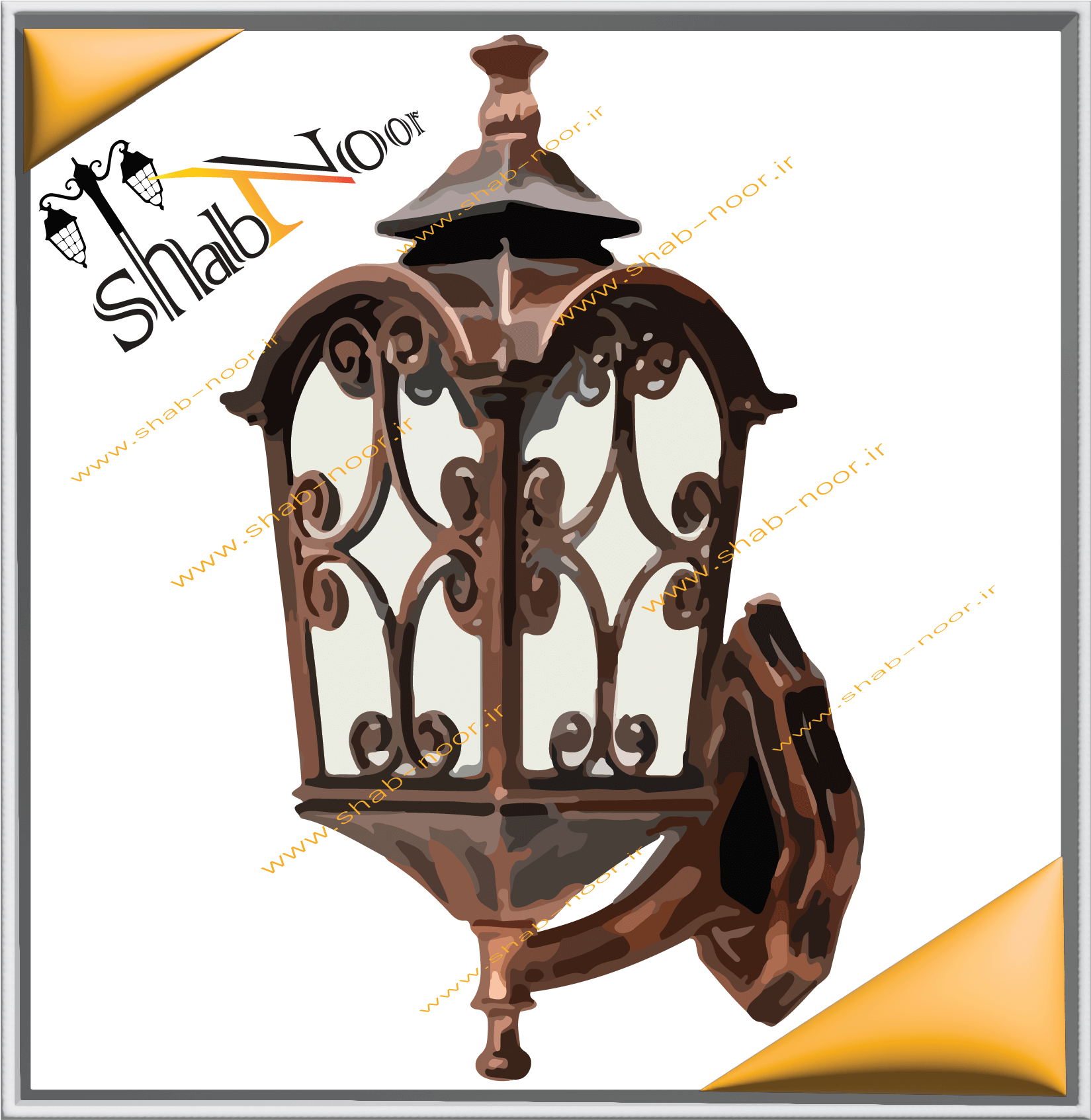 چراغ باغی گل دیواری رنگ مسی